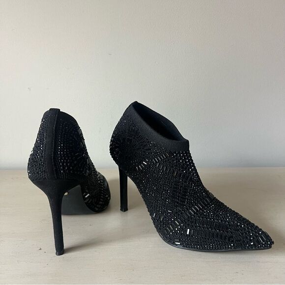 Thalia Sodi Karmen Black Embellished Heeled Booties size 5, fits like a 6 - Picture 3 of 11